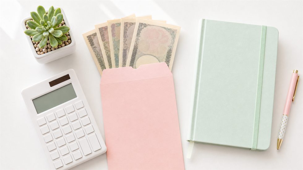 チャットレディの給料イメージ|日払いの給料袋と家計管理ノート