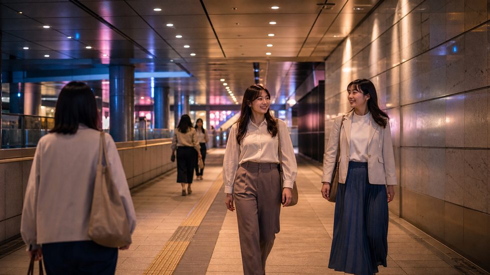大阪梅田駅F-85番出口付近の地下通路（泉の広場方面・チャットレディ事務所へのアクセス）
