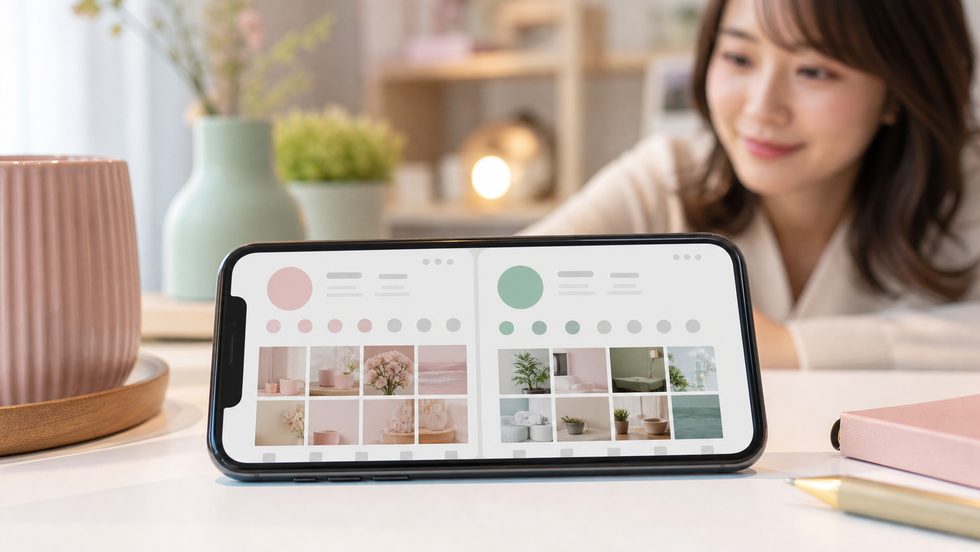 チャットレディが配信専用インスタアカウントをプライベートと分けて管理しているスマートフォン画面