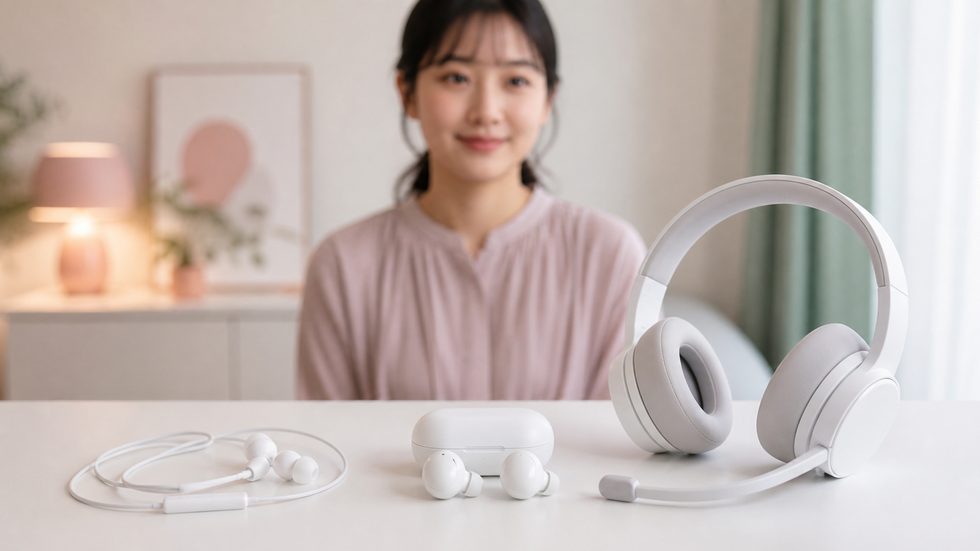 チャットレディ向けイヤホンの種類（有線・ワイヤレス・ヘッドセットを並べて比較）