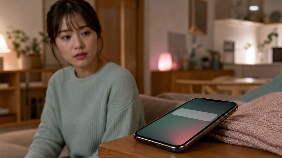 チャットレディのスマホ通知が彼氏にバレるリスクを示すイメージ