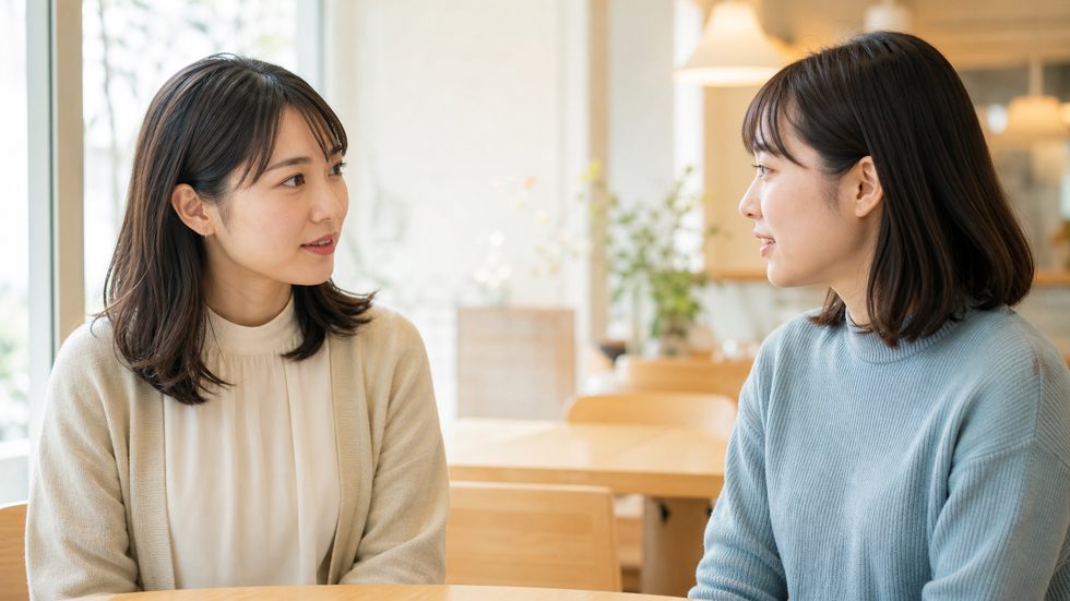 彼氏とチャットレディの仕事について話し合いをする女性のイメージ
