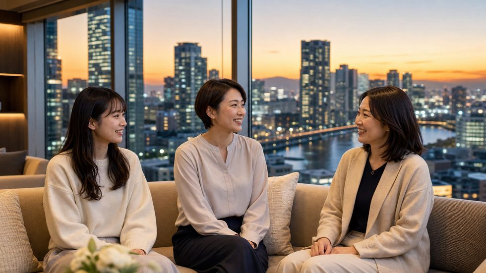 20代・30代・40代のさまざまな年齢層の女性が働くチャットレディ事務所のイメージ（大阪）