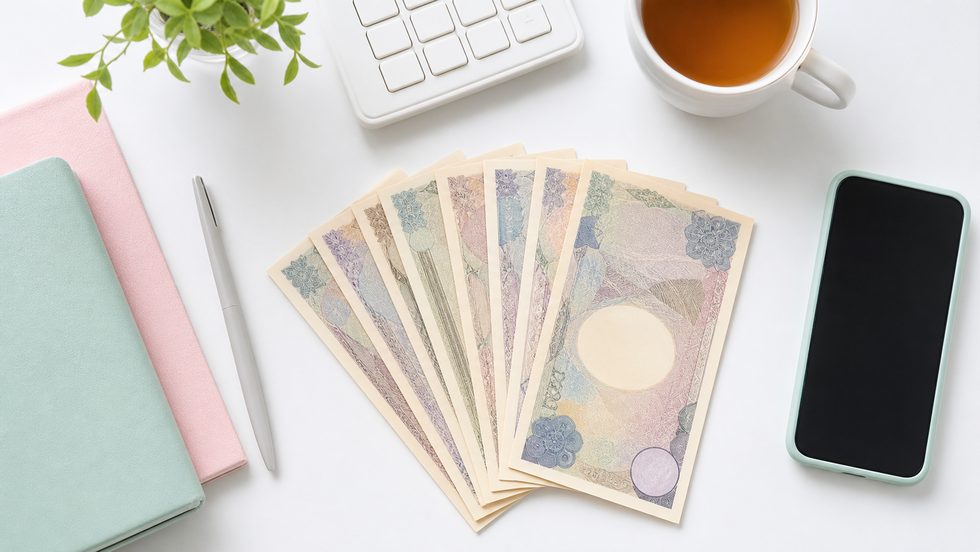 日払いで受け取る現金のイメージ（チャットレディの報酬）