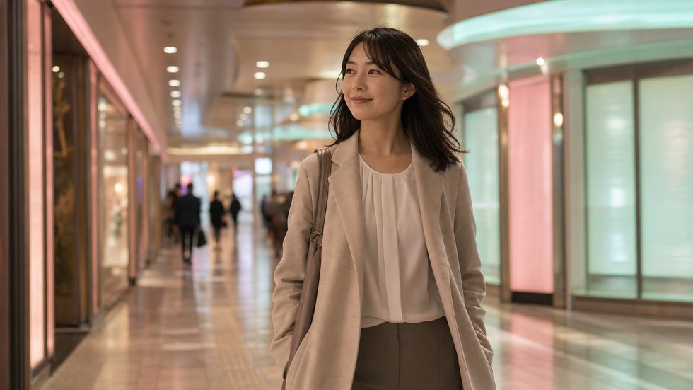 梅田の地下街を通勤する女性のイメージ（チャットレディの通勤経路・大阪梅田）