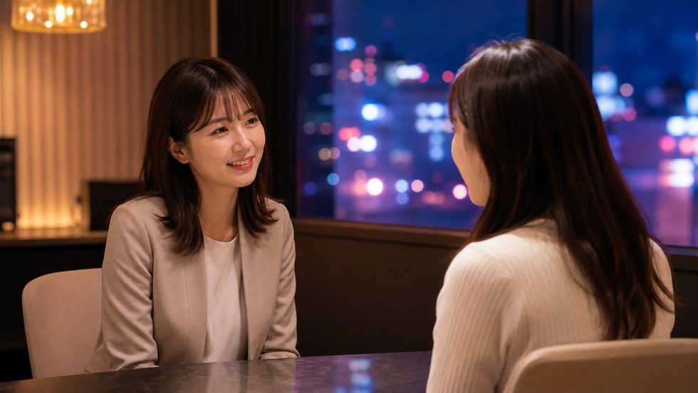女性スタッフへの相談風景(チャットレディ事務所)