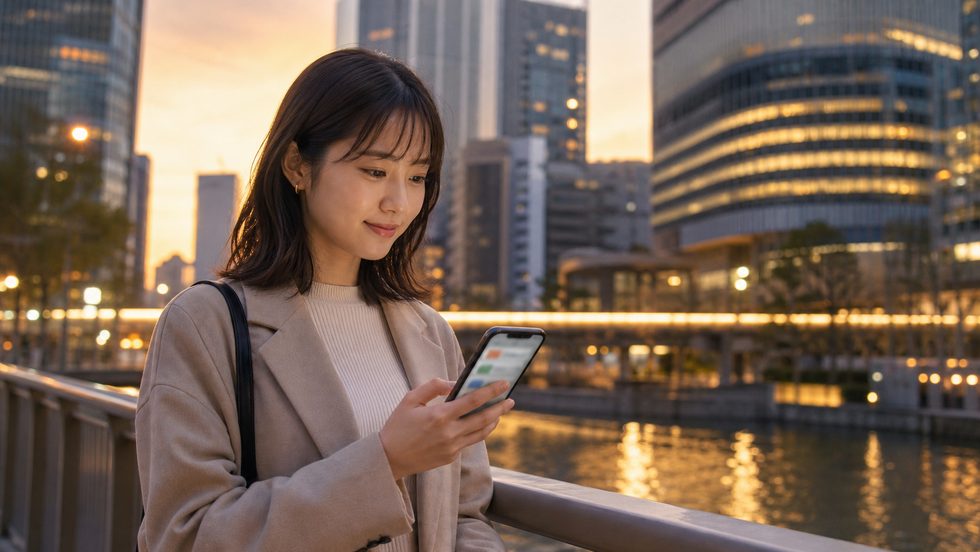 SNSに流れてくるリモ活求人広告を確認している女性のイメージ