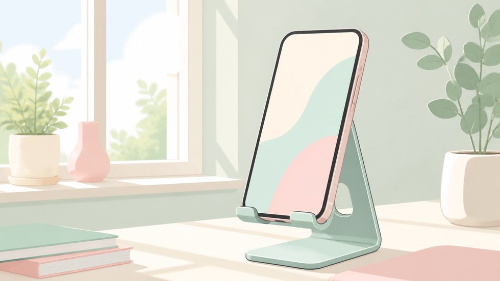窓際の自然光を活かしたスマホスタンドによる在宅チャット配信のセットアップ