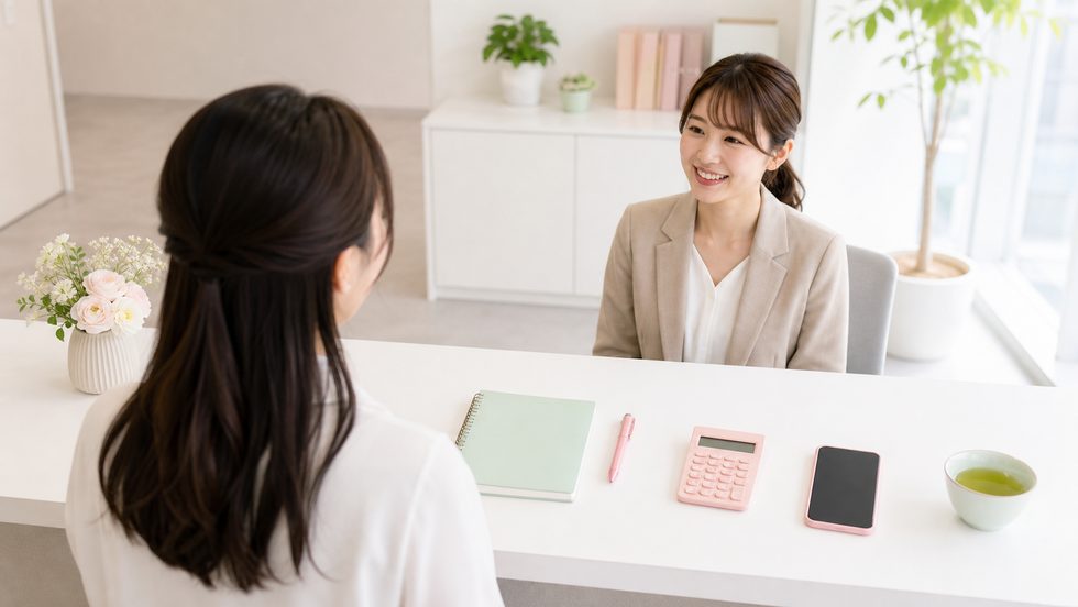 ミント大阪(大阪梅田)での面接・体験入店受付のイメージ(女性スタッフが丁寧に対応)