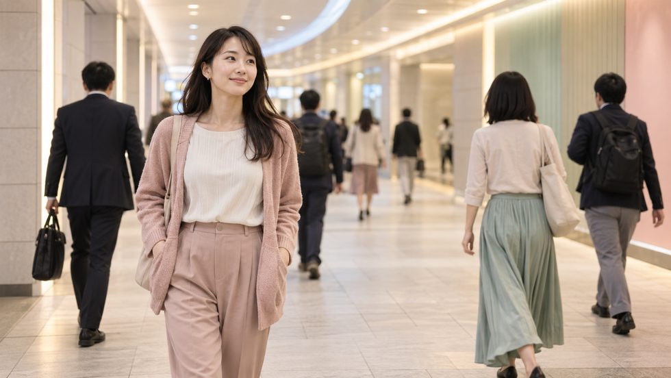 梅田の地下街を歩く通勤風景(大阪)