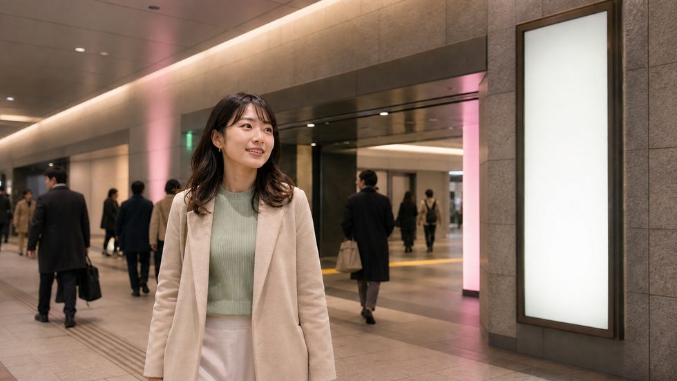 梅田駅F-85番出口の地下街通路(大阪・チャットレディ事務所への通勤路)