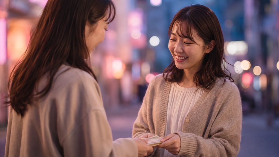 日払いで報酬を受け取るイメージ(チャットレディの当日現金払い)