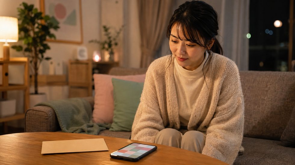 実家暮らしの大学生が郵便物とスケジュールを見ている様子（親バレ対策のイメージ）
