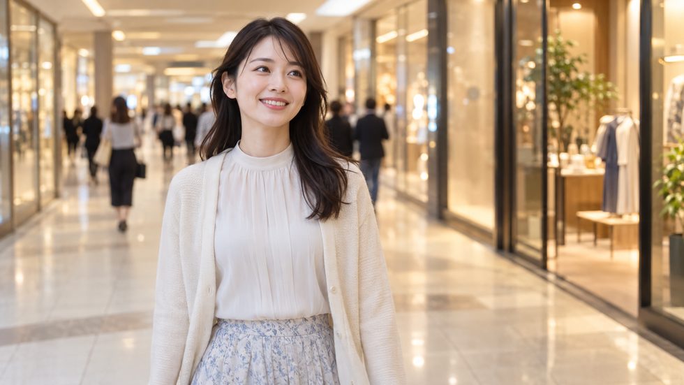 梅田の地下街を通勤する女性の後ろ姿