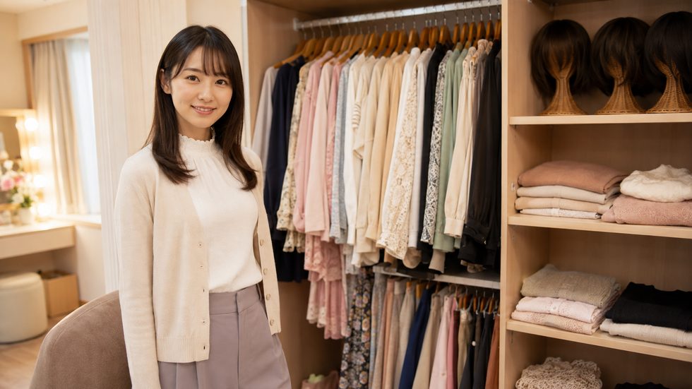 チャットレディ事務所の衣装とウィッグの棚（大阪）