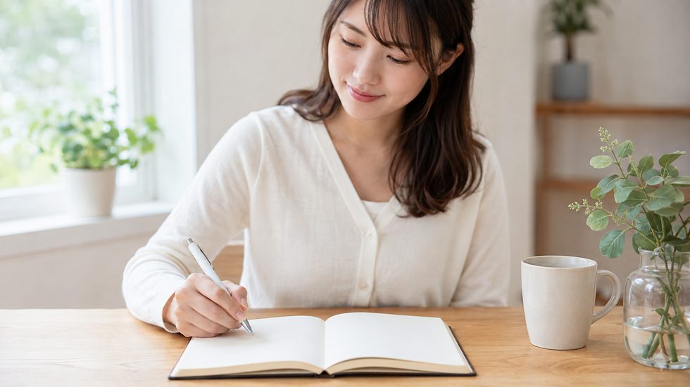 会話のネタをメモするノートと手元のイメージ