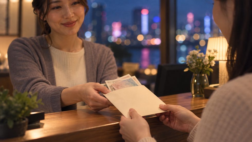 日払い対応・当日現金受け取りのイメージ（体験入店分も全額支払い）