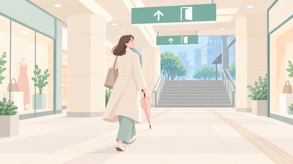 梅田駅の地下街を歩いて事務所に向かう通勤風景（大阪・梅田）