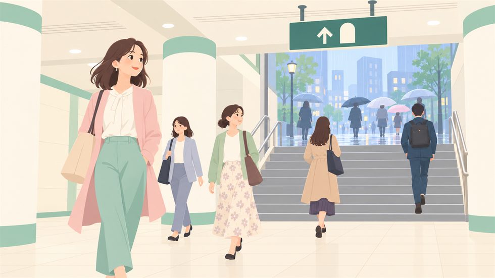 梅田駅の地下街から出口へ向かう通路(大阪・梅田)