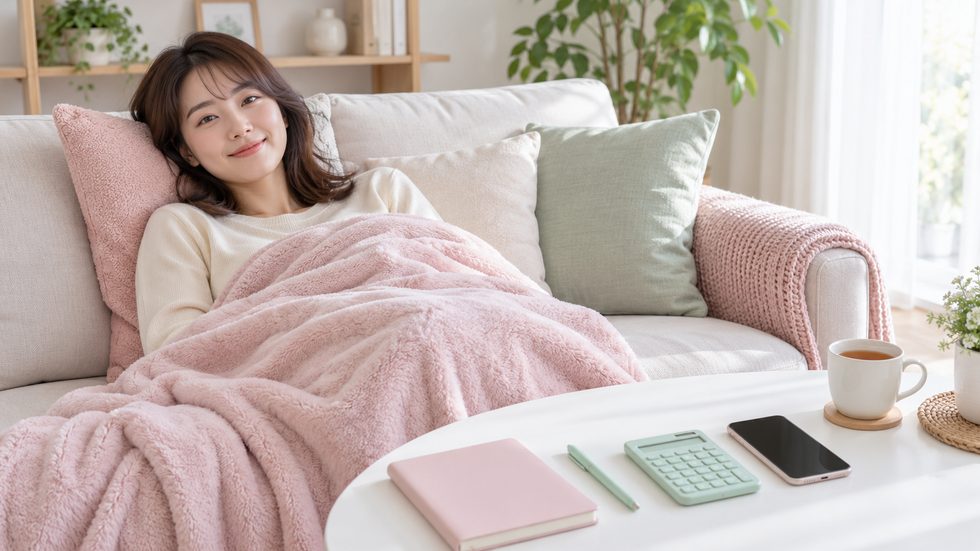 体調がすぐれない日に自宅でゆっくり休む女性のイメージ