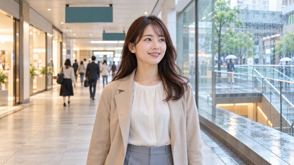 梅田駅の地下街を歩いて事務所へ向かう通勤風景（大阪・梅田）