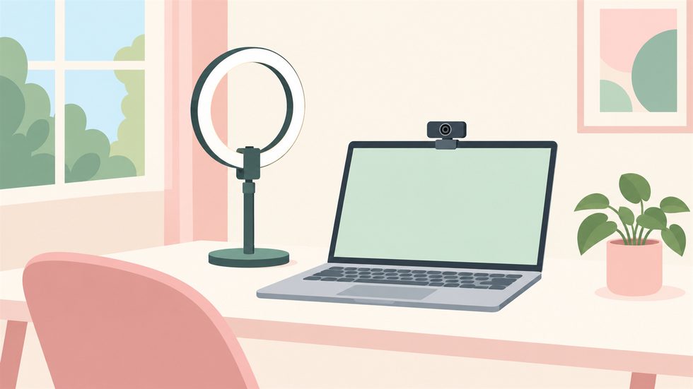 在宅でチャットレディをするための配信環境（リングライトとPCの手元）