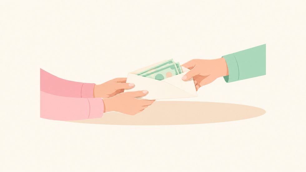 日払いで現金を受け取るイメージ(チャットレディの報酬の受け取り)