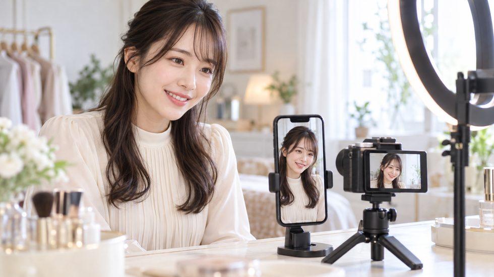 加工カメラで映り方を調整するチャット配信画面のイメージ