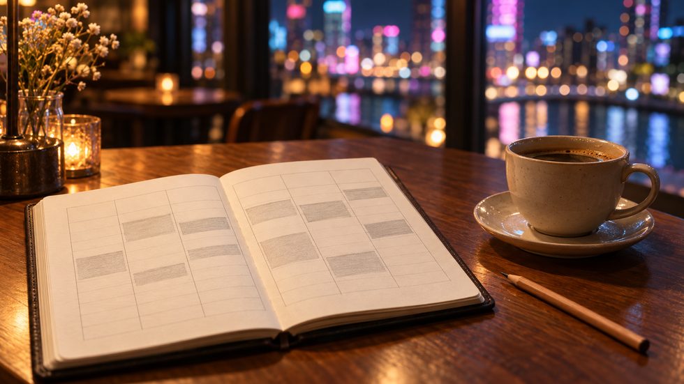 昼間の空き時間をシフトの予定として手帳に書き込むイメージ