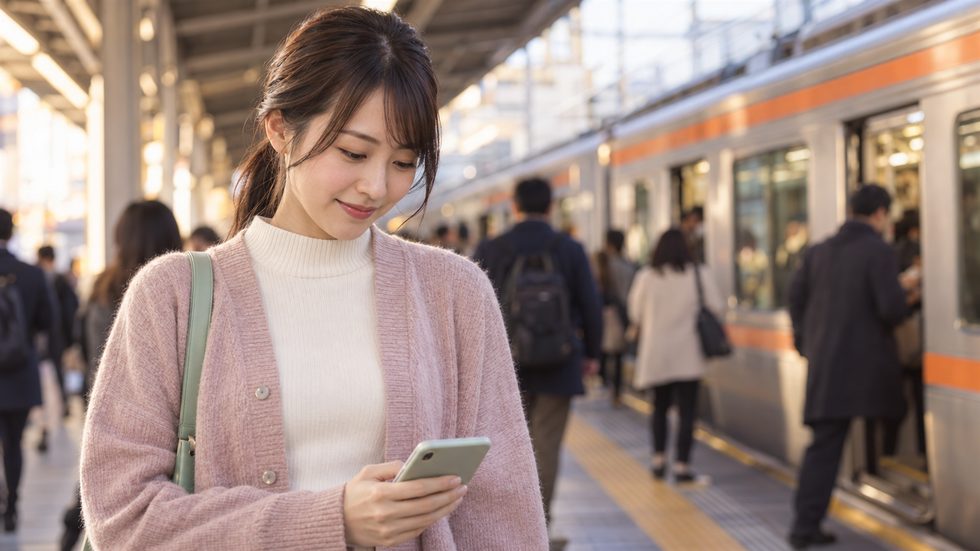 鶴橋駅で近鉄からJR大阪環状線に乗り換える通勤風景(梅田へ向かうイメージ)